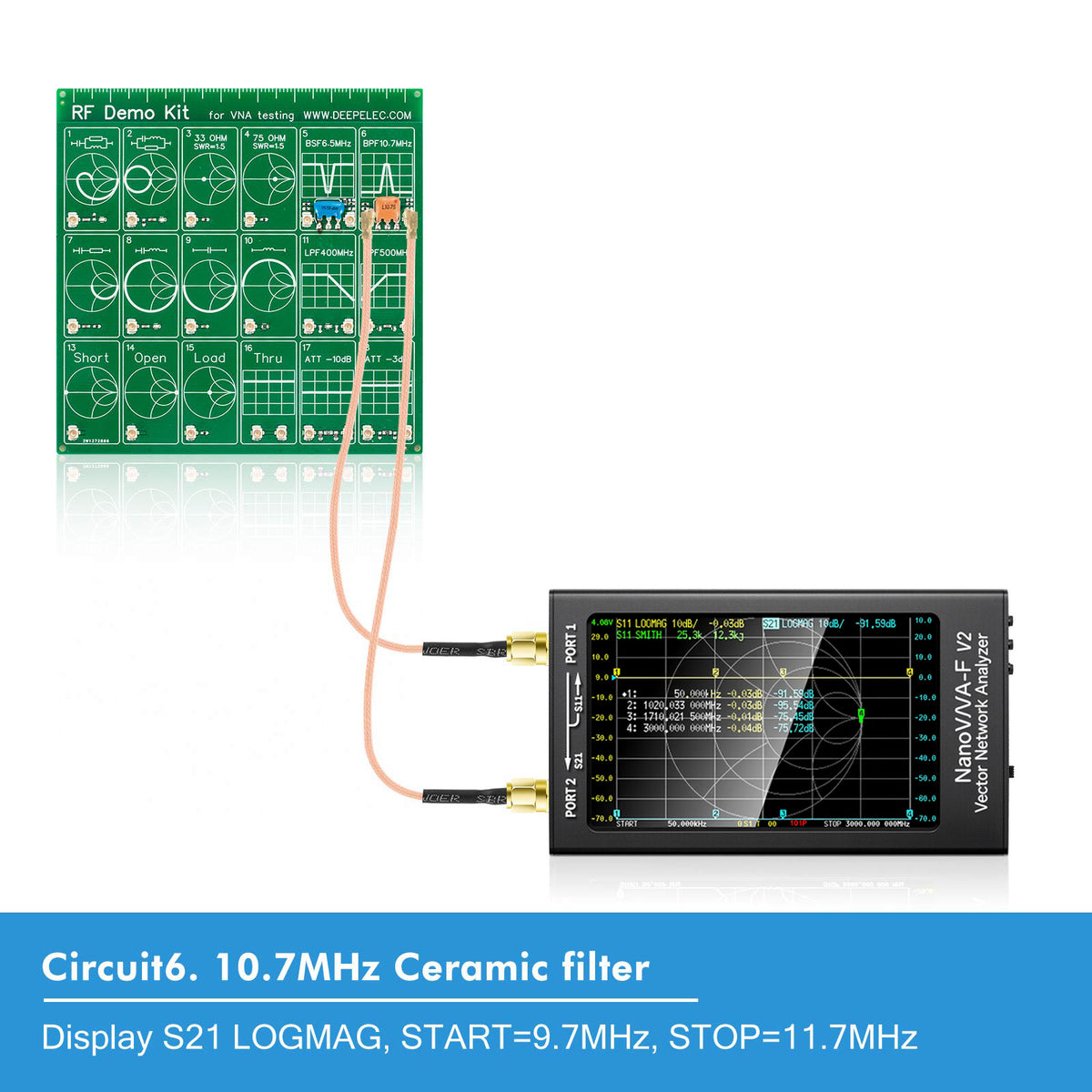 AURSINC NanoVNA-F V2 Vector Network Analyzer 50kHz-3GHz with RF Demo Tester Board, 4.3inch with 5000mAh, RTC Realtime