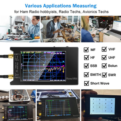 AURSINC NanoVNA-H4 Vector Network Analyzer with 32GB Card, Latest V4.4 9KHz-1.5GHz 4" Touchscreen Nano VNA Antenna Analyzer Ham Radio, HF VHF UHF Measuring S Parameters, SWR, Phase, Delay, Smith Chart
