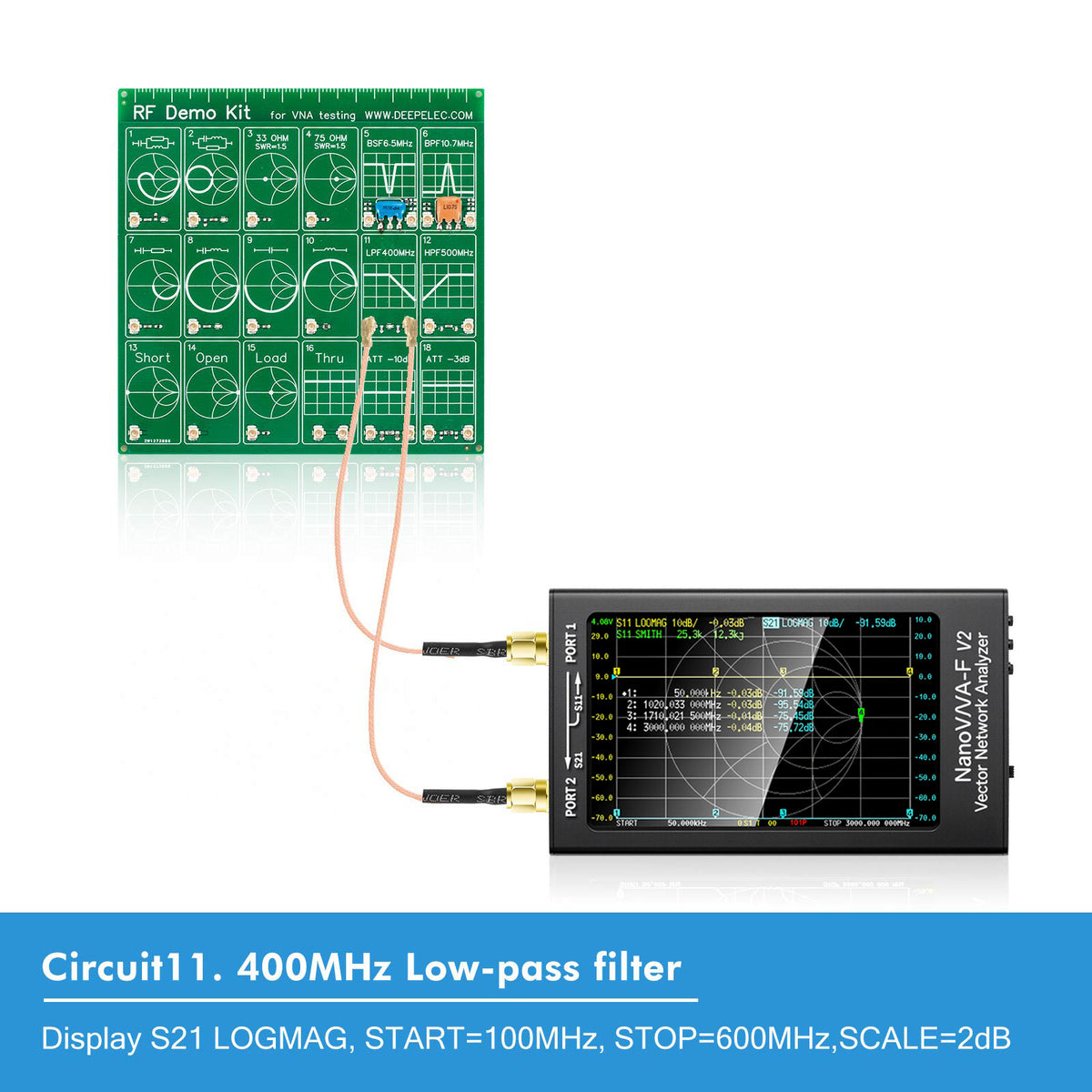 AURSINC NanoVNA-F V2 Vector Network Analyzer 50kHz-3GHz with RF Demo Tester Board, 4.3inch with 5000mAh, RTC Realtime