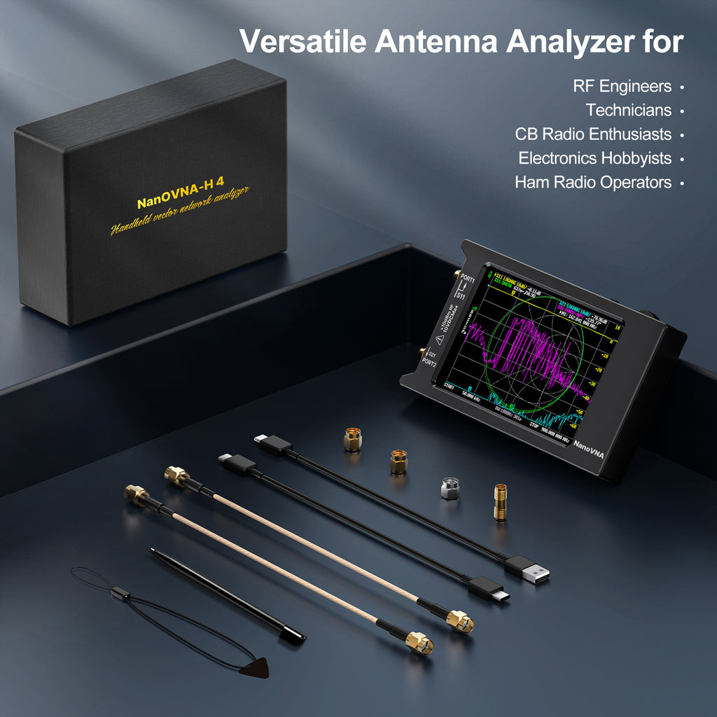 AURSINC NanoVNA H4 Vector Network Analyzer, V4.4 9kHz-1.5GHz 4" Antenna Analyzer, with EVA Hard Shell Protective Storage Bag