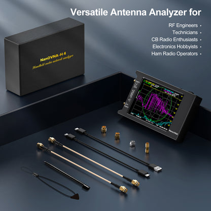 AURSINC NanoVNA H4 Vector Network Analyzer, Lastest V4.4 9kHz-1.5GHz 4" Antenna Analyzer, with EVA Hard Shell Protective Storage Bag for Antenna Analyzer, Shockproof, Waterproof, with Carry Strap