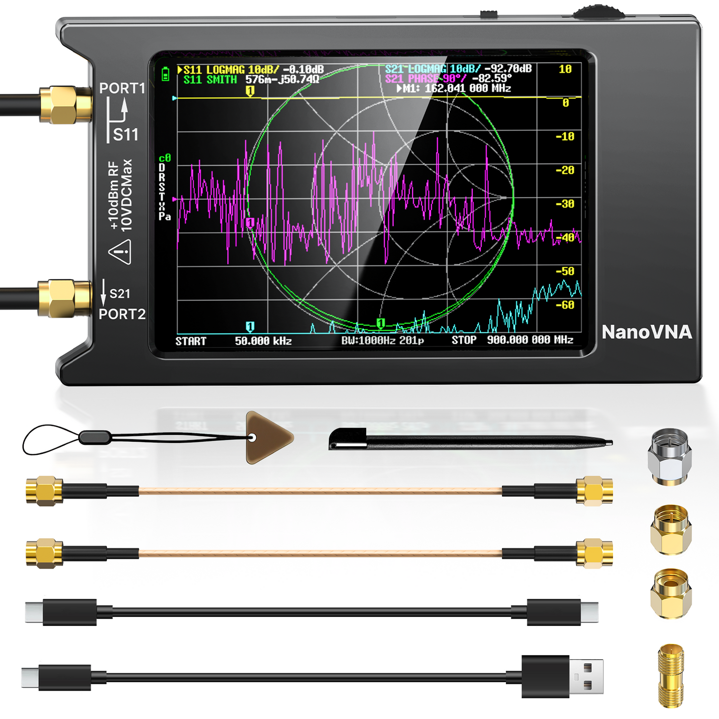 AURSINC Upgraded NanoVNA H4 Vector Network Analyzer, Latest V4.4 9kHz-1.5GHz Antenna Analyzer, 4" Touch Screen, Measuring S-Parameter SWR Smith Chart TDR, Portable RF Tester for Ham Radio, Engineers