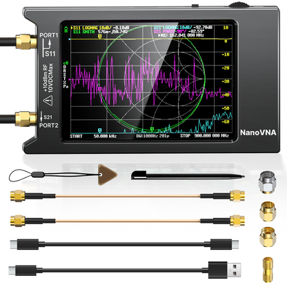 AURSINC Upgraded NanoVNA H4 Vector Network Analyzer, Latest V4.4 9kHz-1.5GHz Antenna Analyzer, 4" Touch Screen, Measuring S-Parameter SWR Smith Chart TDR, Portable RF Tester for Ham Radio, Engineers