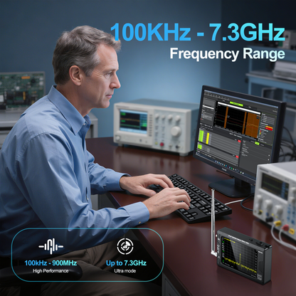 AURSINC Tinysa Ultra+ ZS407 Spectrum Analyzer, 4.0 Inch 100kHz-7.3GHz Tinysa Handheld Frequency Analyzer, 2-in-1 RF Signal Generator 100kHz to 900MHz MF/HF/VHF UHF Input, HW V0.5.4 2025 Upgraded