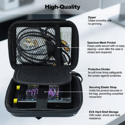 AURSINC 2.8 Inch Protective Case for NanoVNA H/TinySA, Waterproof Shockproof EVA Hard Shell Storage Bag with Carry Strap, Protective Divider, Secure Fit for Antenna Analyzer and Spectrum Analyzer