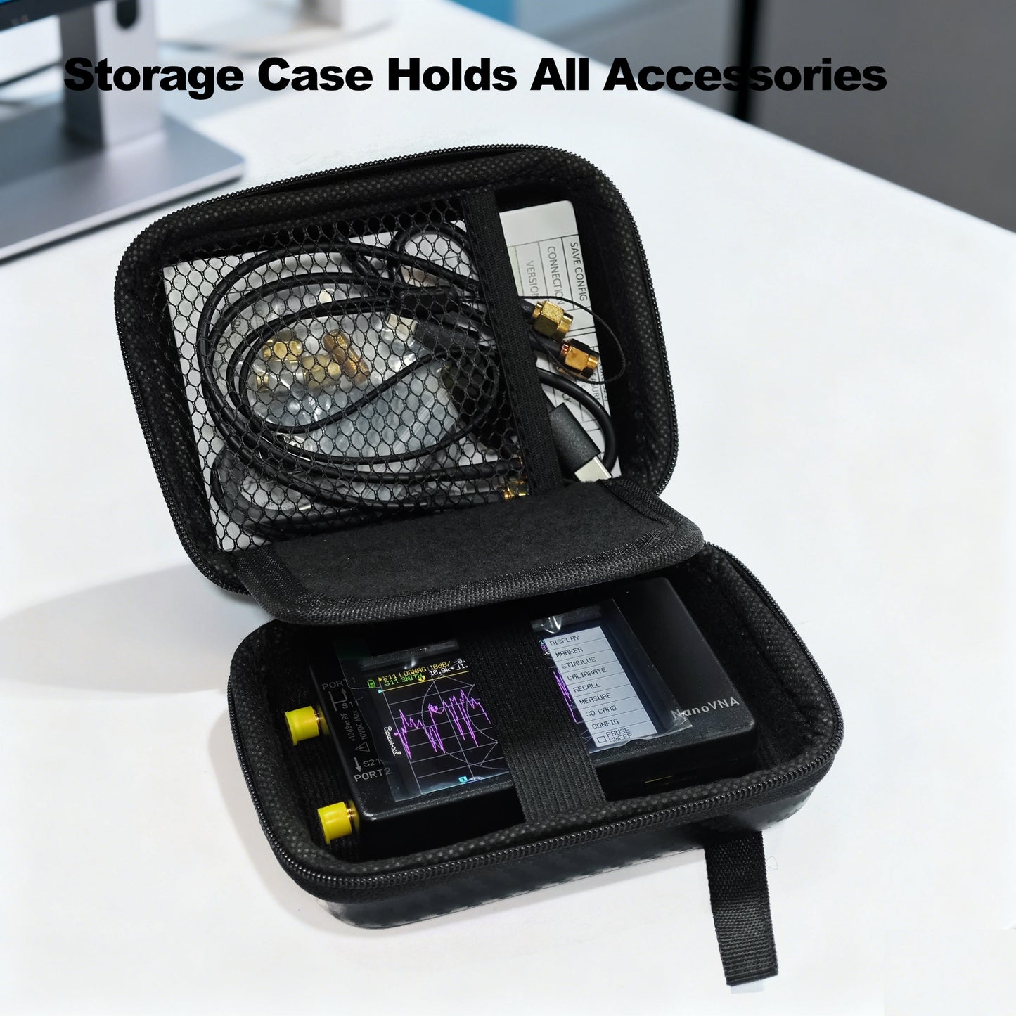 AURSINC 2.8 Inch Protective Case for NanoVNA H/TinySA, Waterproof Shockproof EVA Hard Shell Storage Bag with Carry Strap, Protective Divider, Secure Fit for Antenna Analyzer and Spectrum Analyzer