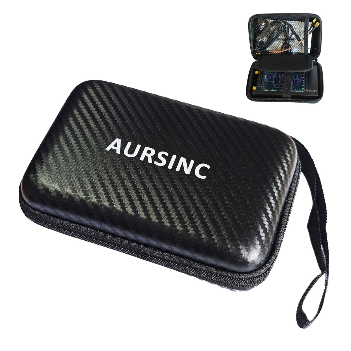 AURSINC 4 Inch Hard EVA Protective Case for NanoVNA H4/TinySA Ultra - Waterproof Shockproof Storage Bag with Carry Strap, Foam Divider, Secure Fit for Vector Network Analyzer and Spectrum Analyzer