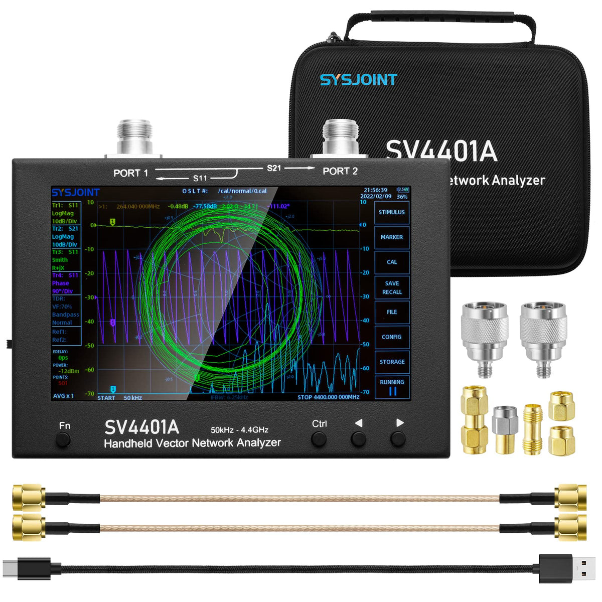 AURSINC 7 Zoll NanoVNA SV4401A Vektor-Netzwerkanalysator 50 KHz-4,4 GHz Antennenanalysator mit 6700 mAh Akku 8 GB Speicher Messung von S-Parametern, Spannungs-Stehwellenverhältnis, Phase, Verzögerung, Smith-Diagramm