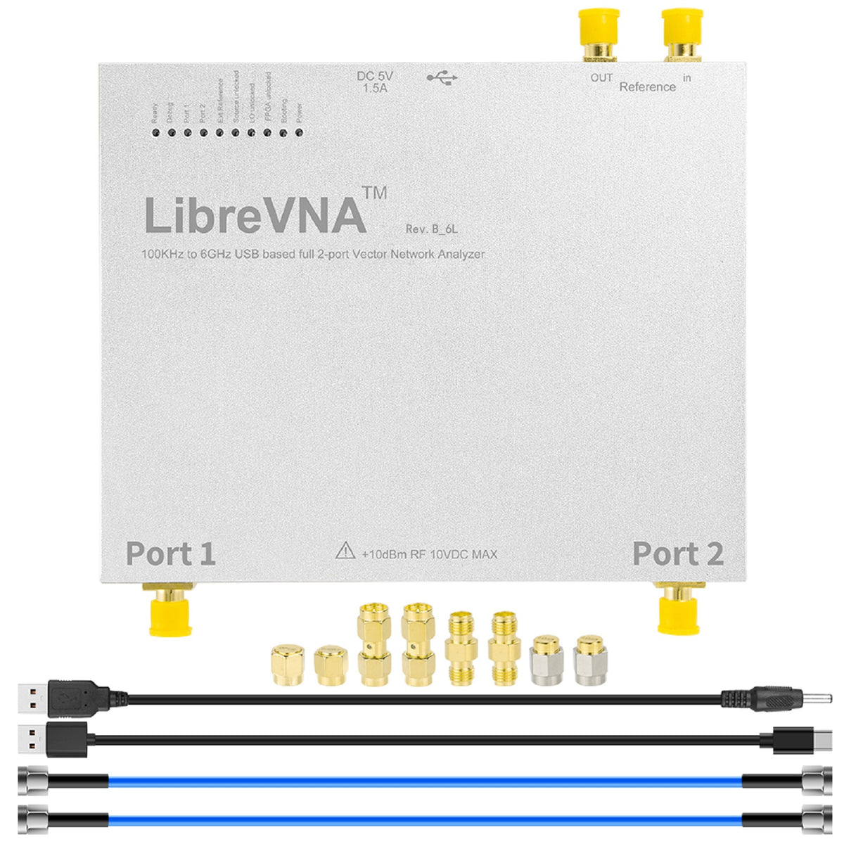 AURSINC LibreVNA NanoVNA Vektor-Netzwerkanalysator, verbesserter professioneller Antennenanalysator 100 kHz – 6 GHz zur Messung aller S-Parameter mit externem Referenzeingang/-ausgang, USB-basierte vollständige 2-Port-Schnittstelle 