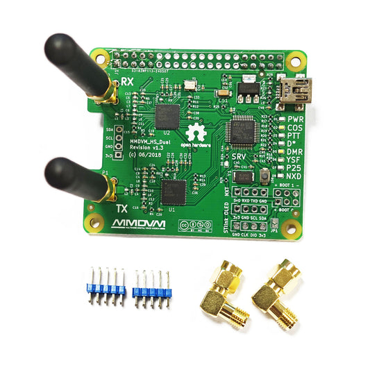 AURSINC MMDVM Duplex Hotspot Module Dual Hat V1.5.2 Support P25 DMR YSF NXDN DMR Slot 1 + Slot 2 for Raspberry Pi, Pi Zero with USB Port (Without OLED)