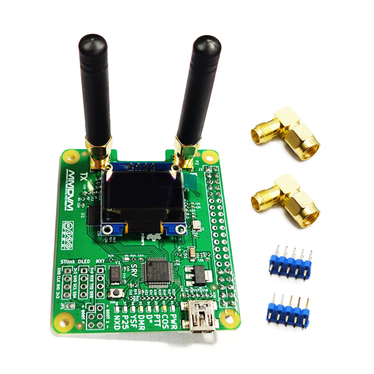 AURSINC MMDVM Duplex-Hotspot-Modul Dual Hat V1.5.2 mit 0,96 OLED-Display, unterstützt P25 DMR YSF NXDN DMR Slot 1 + Slot 2 für R Pi 1, 2/2b, 3/3b/3b+, 4/4b, Pi Zero, Zero 2W mit USB-Anschluss (mit OLED) 