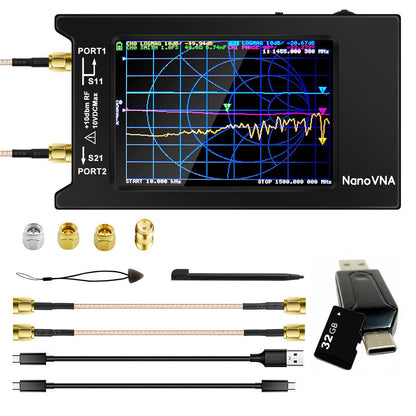AURSINC NanoVNA-H4 Vector Network Analyzer with 32GB Card, Latest V4.4 9KHz-1.5GHz 4" Touchscreen Nano VNA Antenna Analyzer Ham Radio, HF VHF UHF Measuring S Parameters, SWR, Phase, Delay, Smith Chart