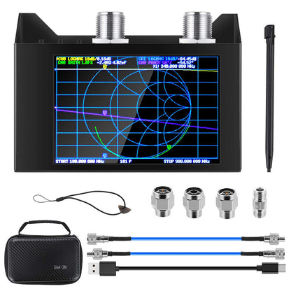AURSINC NanoVNA SAA-2N V2.2 Vector Network Analyzer, 50KHz-3GHz 4" Touchscreen HF VHF UHF VNA Antenna Analyzer Ham Radio with Storage Bag, Measuring S Parameters, Duplexer, VSWR, Phase, Delay