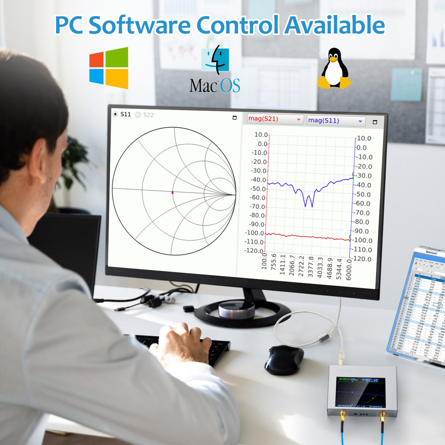 AURSINC Upgrated NanoVNA V3 NanoRFE VNA6000-A Vector Network Analyzer 50kHz-6GHz HF VHF UHF Portable Antenna Analyzer Ham Radio with 4'' Touchscreen Measuring S Parameters,SWR,Phase,Delay,Smith Chart