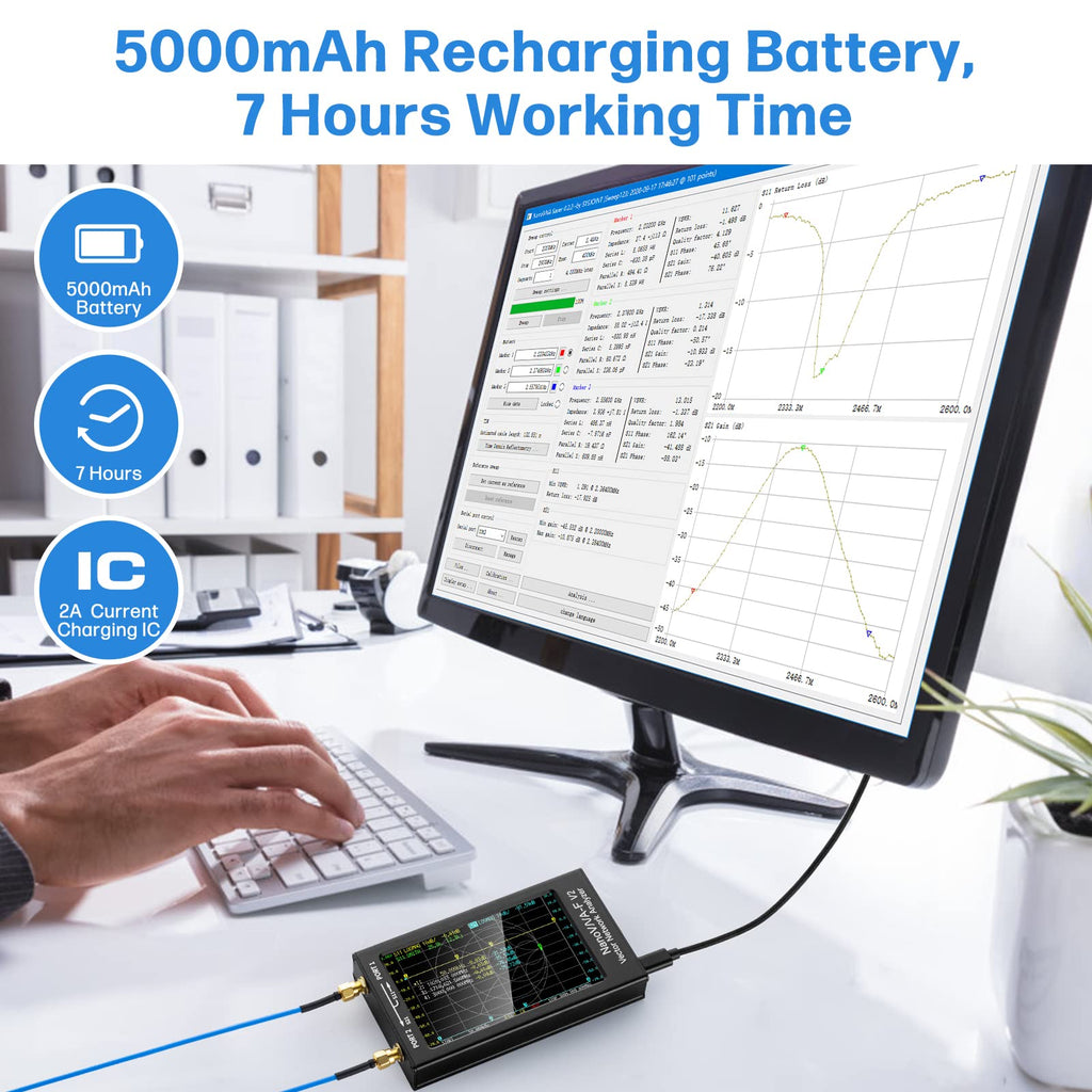 AURSINC NanoVNA-F V2 Vector Network Analyzer 4.3inch 50KHz-3GHz HF VHF UHF Antenna Analyzer, 5000mAh Battery
