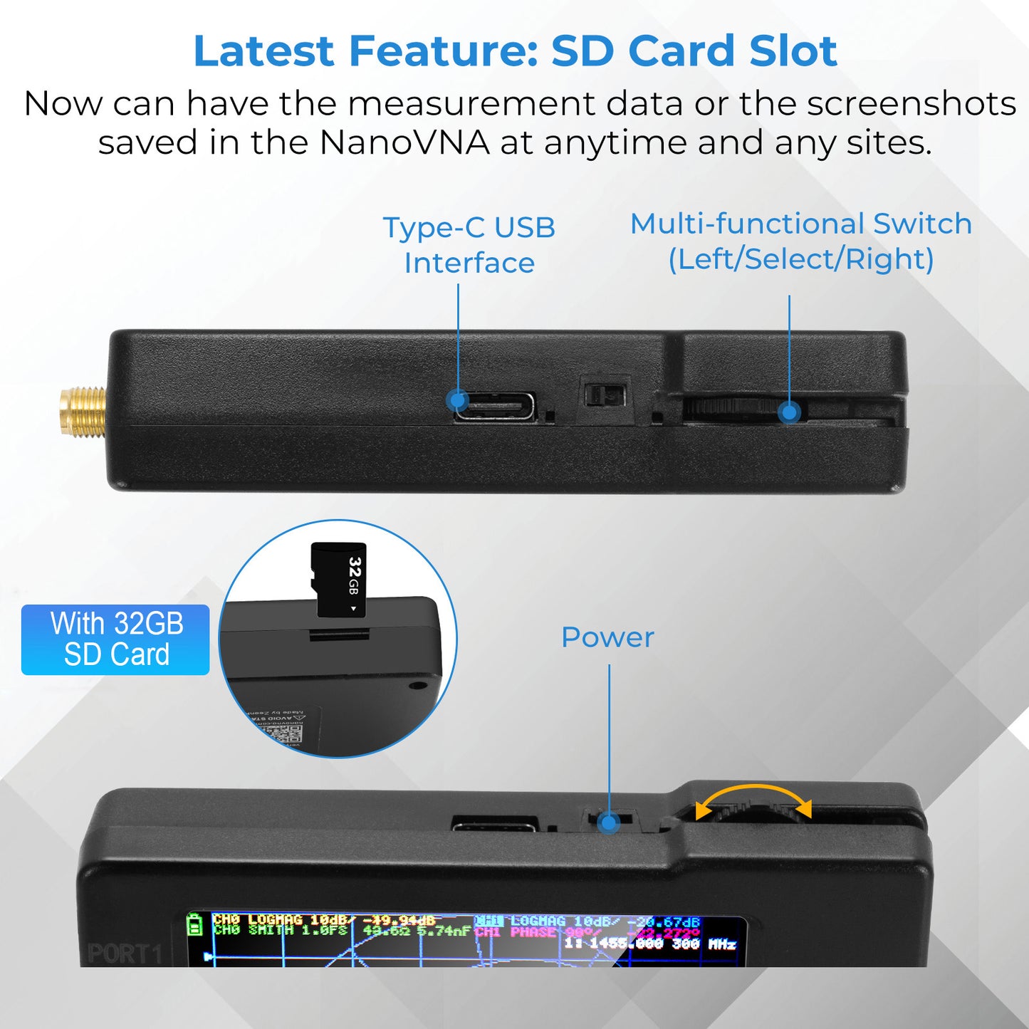 [Upgraded] AURSINC NanoVNA-H Vector Network Analyzer 10KHz -1.5GHz Latest HW Version 3.6 | HF VHF UHF Antenna Analyzer Ham Radio (NANOVNA-H with 32GB SD Card)
