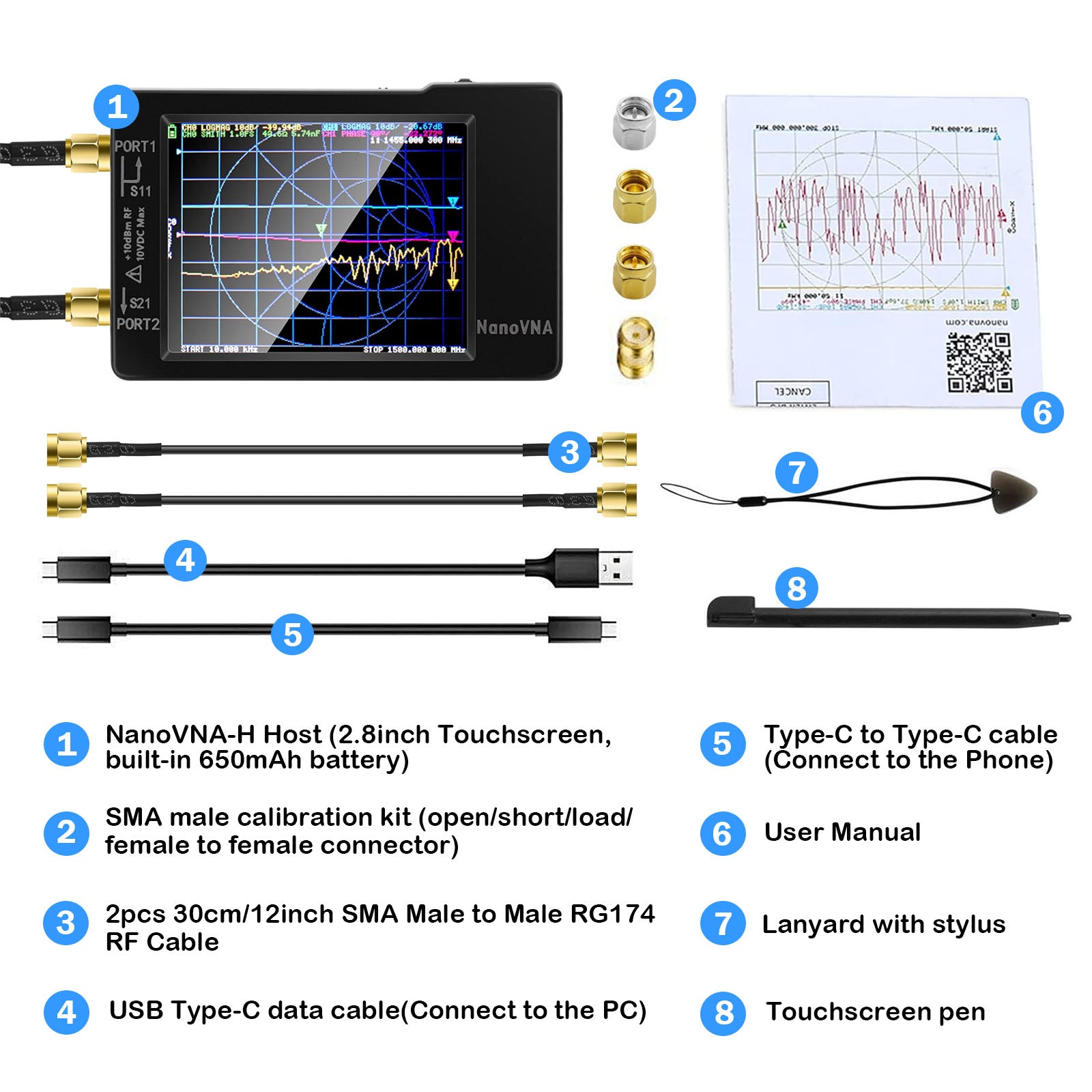 Upgraded] AURSINC NanoVNA-H Vector Network Analyzer 9KHz -1.5GHz Late