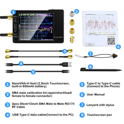 [Upgraded] AURSINC NanoVNA-H Vector Network Analyzer 9KHz -1.5GHz Latest HW V3.7 HF VHF UHF Antenna Analyzer, Measuring S Parameters, SWR, Phase, Delay, Smith Chart