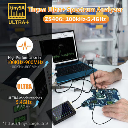 AURSINC TinySA Ultra+ ZS406 Spectrum Analyzer, 4.0 Inch 100kHz-5.4GHz Handheld Frequency Analyzer with 32Gb Card, HW V0.4.6, 2-in-1 Signal Generator MF/HF/VHF UHF Input, 2025 Upgraded