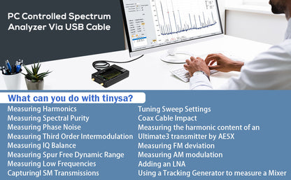 Portable Tinysa Spectrum Analyzer, AURSINC V0.3.1 Handheld Frequency Analyzer, Signal Generator 100kHz to 960MHz MF/HF/VHF UHF Input ESD Protected Function with 2.8 inch Touchscreen