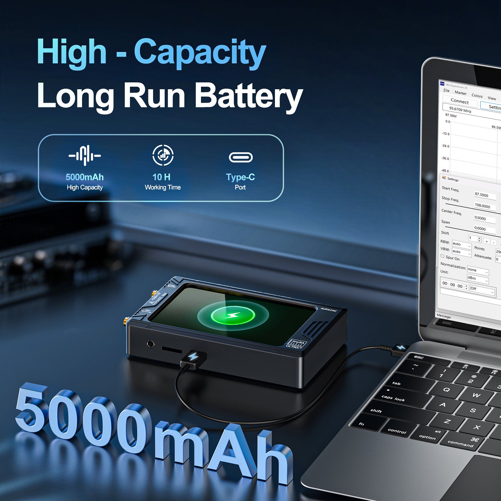 AURSINC Tinysa Ultra+ ZS407 Spectrum Analyzer, 4.0 Inch 100kHz-7.3GHz