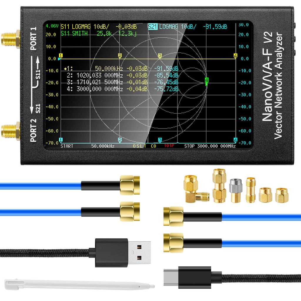 AURSINC NanoVNA-F V2 Vector Network Analyzer 4.3inch 50KHz-3GHz HF VHF UHF Antenna Analyzer, 5000mAh Battery