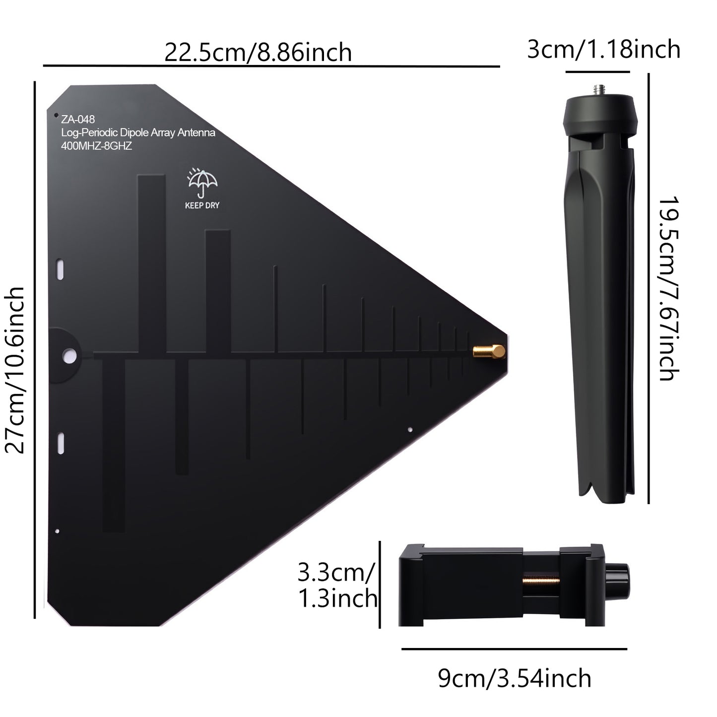 AURSINC ZA-048 LDPA Log-Periodic Dipole Array Antenna 400MHz-8GHz for Tinysa Ultra Spectrum Analyzer