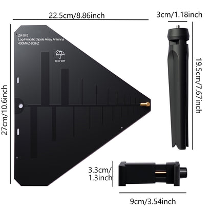AURSINC ZA-048 LDPA Log-Periodic Dipole Array Antenna 400MHz-8GHz for Tinysa Ultra Spectrum Analyzer