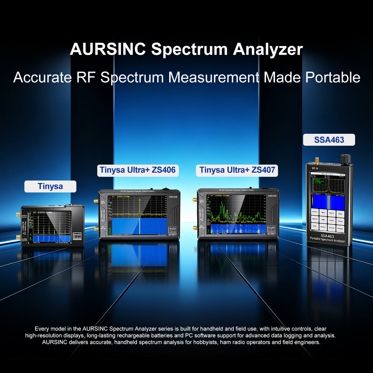AURSINC TinySA Ultra+ ZS406 Spectrum Analyzer with Protective Case, 100kHz-5.4GHz Handheld Tiny Frequency Analyzer 2-in-1 RF Signal Generator with 4'' EVA Shell, for Ham Radio, Field Testing