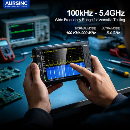 AURSINC TinySA Ultra+ ZS406 Spectrum Analyzer, 4.0 Inch 100kHz-5.4GHz with 32Gb Card, HW V0.4.6, 2-in-1 Signal Generator Input