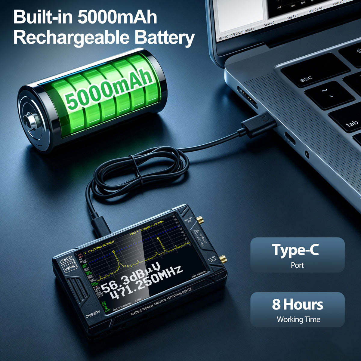 AURSINC TinySA Ultra+ ZS406 Spectrum Analyzer with ZK-09 BM LNA, Enhanced High-Frequency Sensitivity
