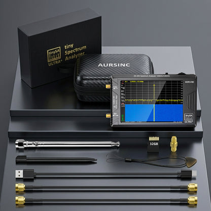 AURSINC TinySA Ultra+ ZS406 Spectrum Analyzer with Protective Case, 100kHz-5.4GHz Handheld Tiny Frequency Analyzer 2-in-1 RF Signal Generator with 4'' EVA Shell, for Ham Radio, Field Testing