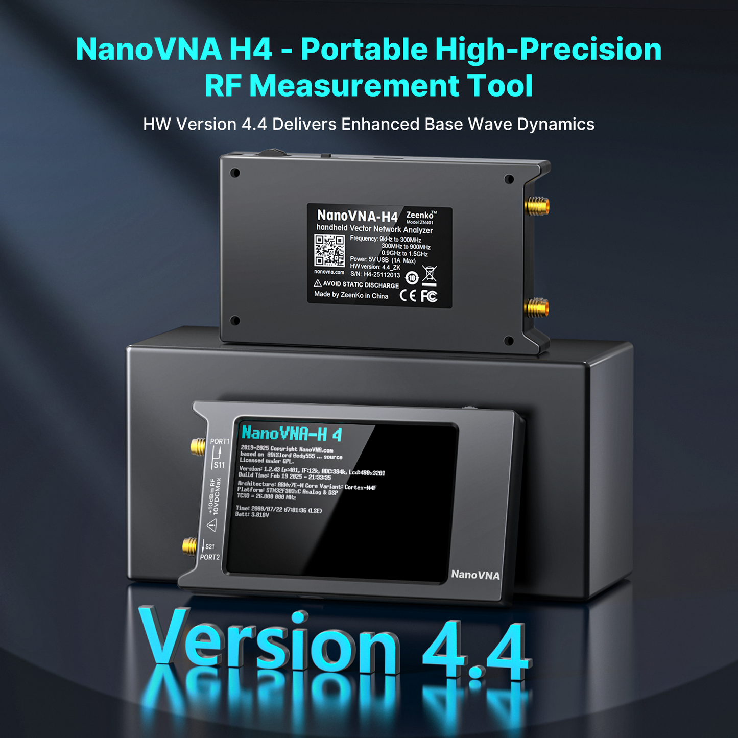 AURSINC Upgraded NanoVNA H4 Vector Network Analyzer, Latest V4.4 9kHz-1.5GHz Antenna Analyzer, 4" Touch Screen, Measuring S-Parameter SWR Smith Chart TDR, Portable RF Tester for Ham Radio, Engineers