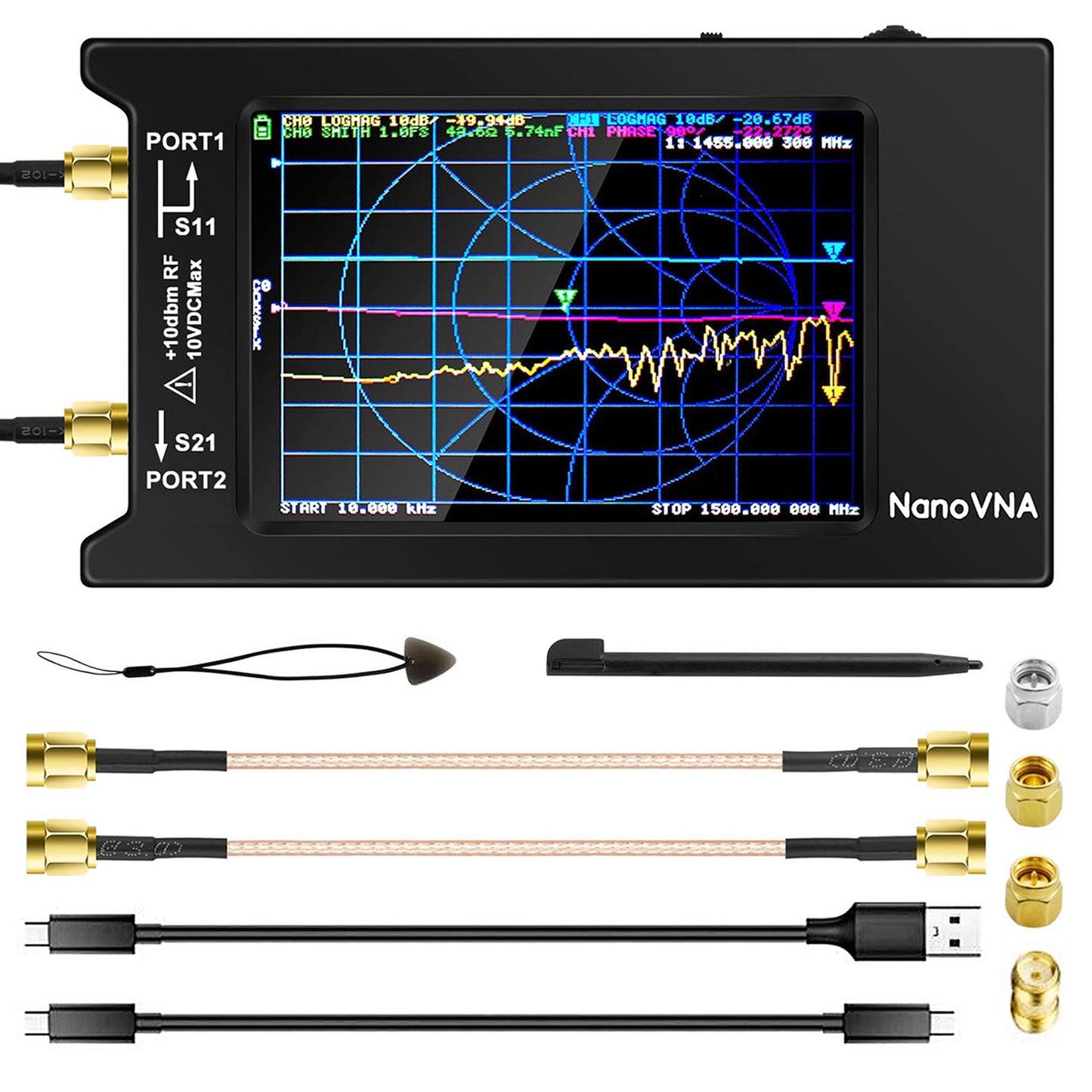 AURSINC Upgrated NanoVNA-H4 Vector Network Analyzer, Lastest V4.4 9KHz-1.5GHz HF VHF UHF 4" Touch Screen VNA Antenna Analyzer Ham Radio, Measuring S Parameters, SWR, Phase, Delay, Smith Chart