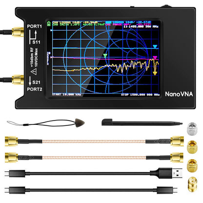 AURSINC Upgrated NanoVNA-H4 Vector Network Analyzer, Lastest V4.4 9KHz-1.5GHz HF VHF UHF 4" Touch Screen VNA Antenna Analyzer Ham Radio, Measuring S Parameters, SWR, Phase, Delay, Smith Chart