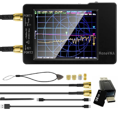 [Upgraded] AURSINC NanoVNA-H Vector Network Analyzer Latest HW Version 3.7, 9KHz -1.5GHz Antenna Analyzer with 32GB SD Card Support Data Storage, Measuring S Parameters, SWR, Phase, Delay, Smith Chart