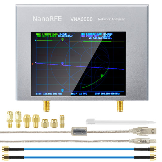 AURSINC Upgrated NanoVNA V3 NanoRFE VNA6000-A Vector Network Analyzer 50kHz-6GHz HF VHF UHF Portable Antenna Analyzer Ham Radio with 4'' Touchscreen Measuring S Parameters,SWR,Phase,Delay,Smith Chart