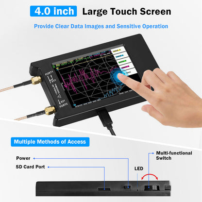 AURSINC Upgrated NanoVNA-H4 Vector Network Analyzer, Lastest V4.4 9KHz-1.5GHz HF VHF UHF 4" Touch Screen VNA Antenna Analyzer Ham Radio, Measuring S Parameters, SWR, Phase, Delay, Smith Chart