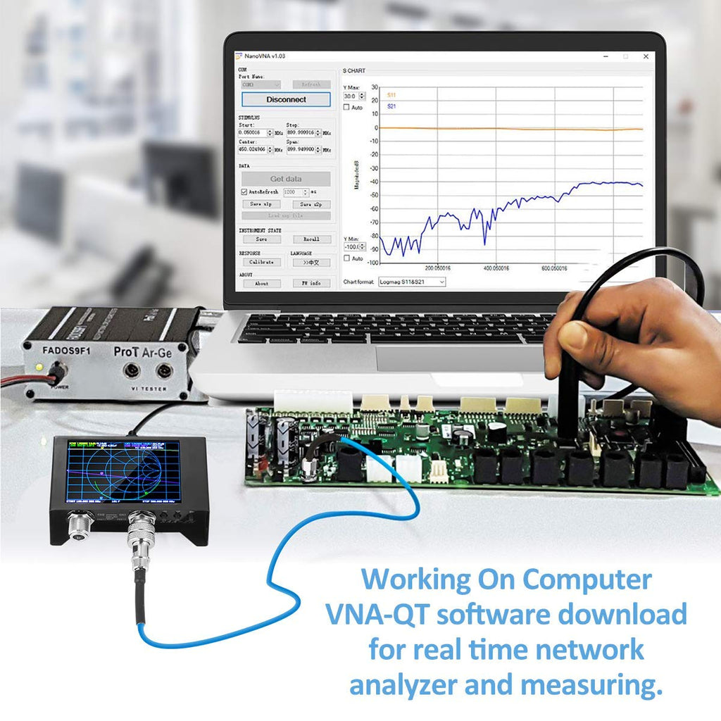 AURSINC NanoVNA SAA-2N V2.2 Vector Network Analyzer, 50KHz-3GHz 4" Touchscreen VNA Antenna Analyzer with Storage Bag
