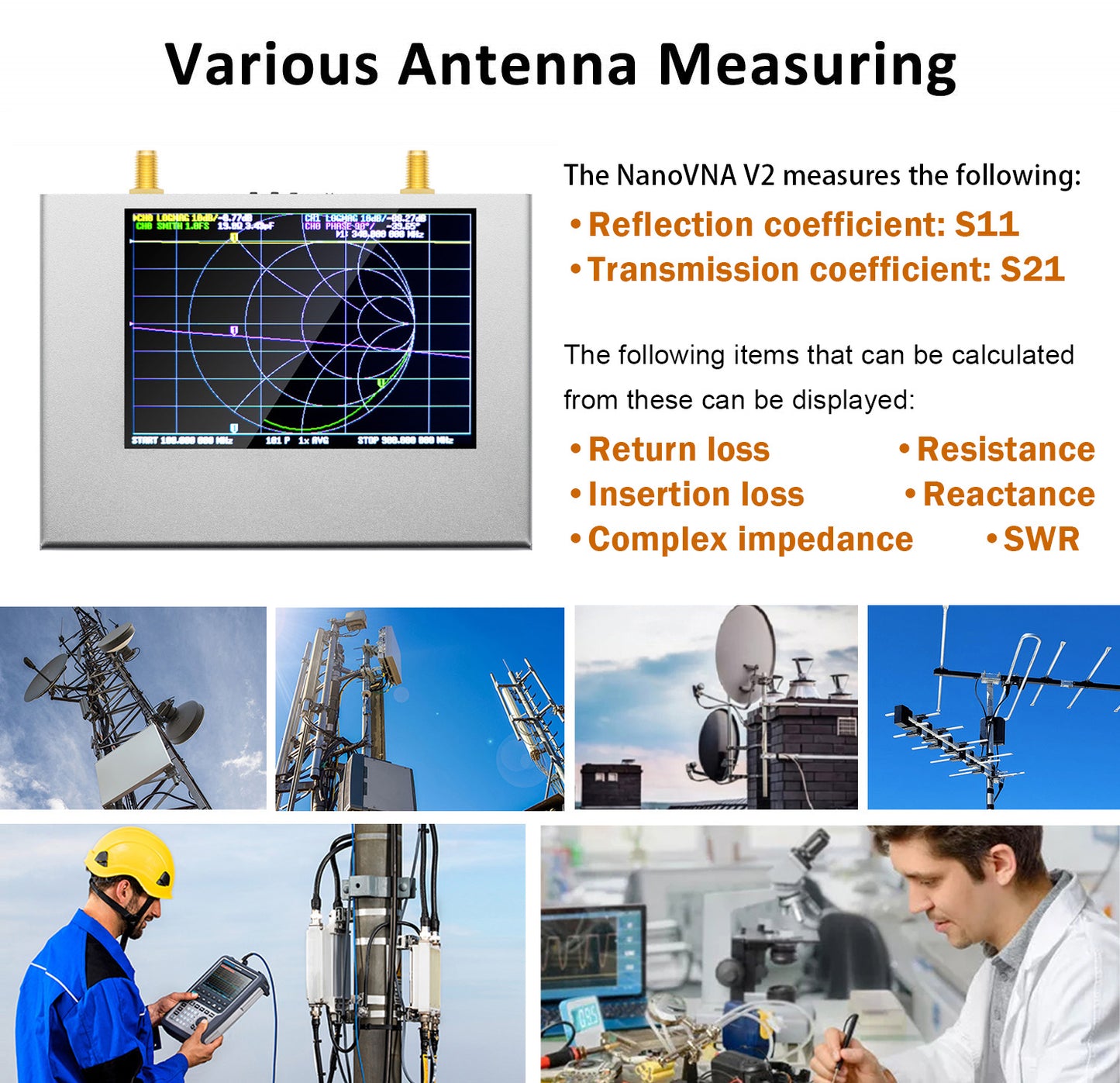 Upgraded AURSINC NanoVNA V2 PLUS4 Vector Network Analyzer, 4 inch Touchscreen, 50kHz-4.4GHz HF VHF UHF Antenna Analyzer Measuring S Parameters, SWR, Phase, Delay, Smith Chart with 3200mAh Battery
