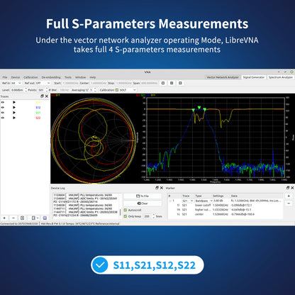 AURSINC LibreVNA NanoVNA Vektor-Netzwerkanalysator, verbesserter professioneller Antennenanalysator 100 kHz – 6 GHz zur Messung aller S-Parameter mit externem Referenzeingang/-ausgang, USB-basierte vollständige 2-Port-Schnittstelle 