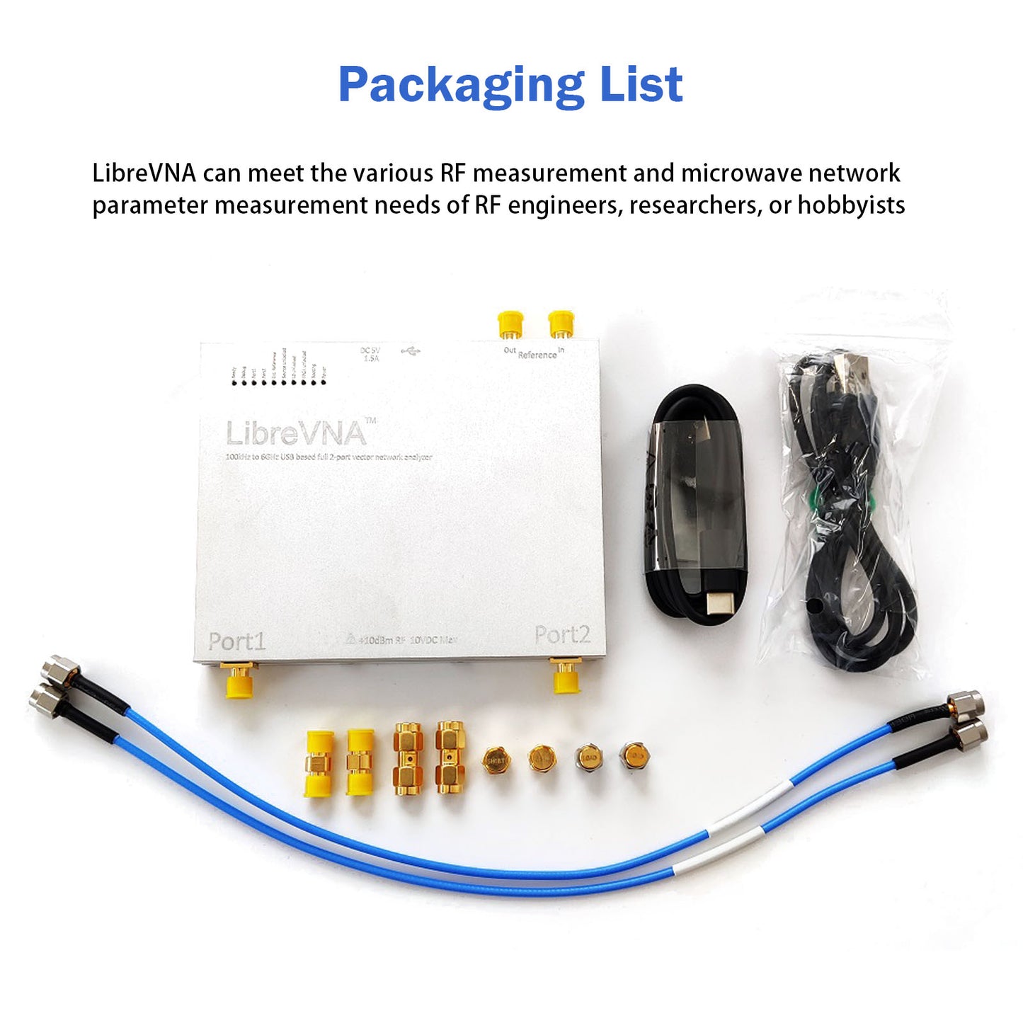 AURSINC LibreVNA 2.0 Vector Network Analyzer, 100KHz-6GHz Professional Antenna Analyzer Measuring Full S Parameters with External Reference Input/Output, USB Based Full 2-Port Interface