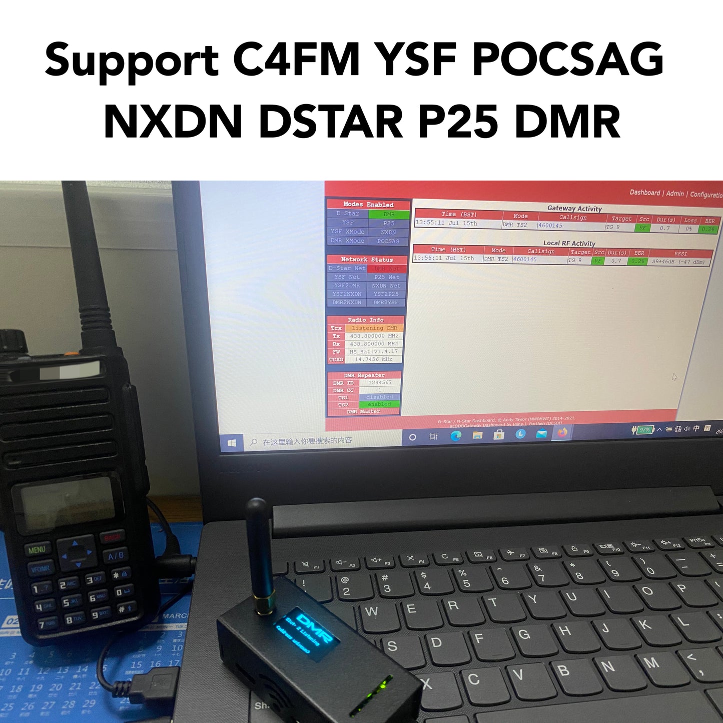 AURSINC MMDVM Hotspot Spot Radio Station WiFi Digital Voice Modem Work Contained with Raspberry Pi Zero W with Firmware V1.5.2 UHF Supports C4FM YSF POCSAG NXDN DSTAR P25 DMR