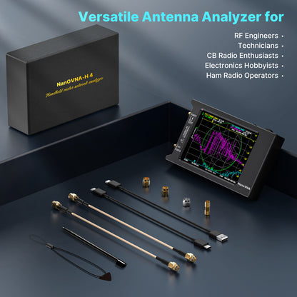 AURSINC Upgraded NanoVNA H4 Vector Network Analyzer, Latest V4.4 9kHz-1.5GHz Antenna Analyzer, 4" Touch Screen, Measuring S-Parameter SWR Smith Chart TDR, Portable RF Tester for Ham Radio, Engineers