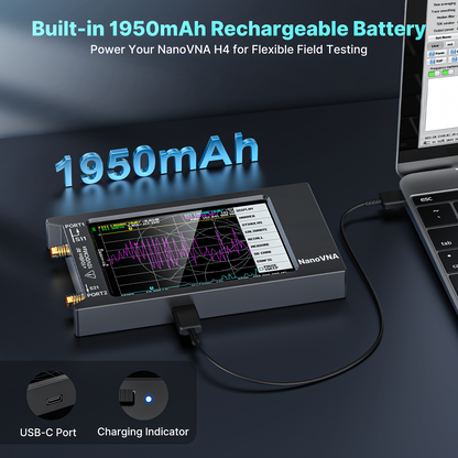 AURSINC Upgraded NanoVNA H4 Vector Network Analyzer, Latest V4.4 9kHz-1.5GHz Antenna Analyzer, 4" Touch Screen, Measuring S-Parameter SWR Smith Chart TDR, Portable RF Tester for Ham Radio, Engineers